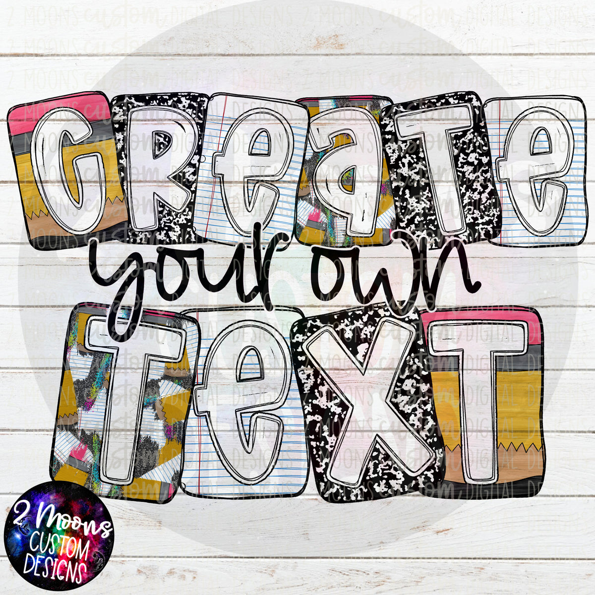 Create your own Text- Boxy Back To School Alpha Pack - Handlettered – 2 ...