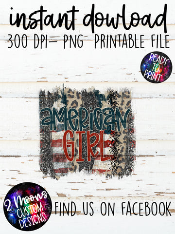 American Girl- Patriotic Brushstrokes- Patriotic Design