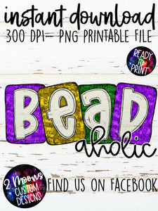 Beadaholic- Boxy Mardi Gras Foil- Handlettered