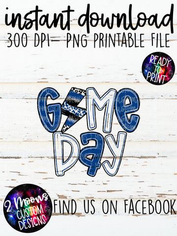 Game Day- Lightning Bolt Doodle Bundle- Blue, Black & White