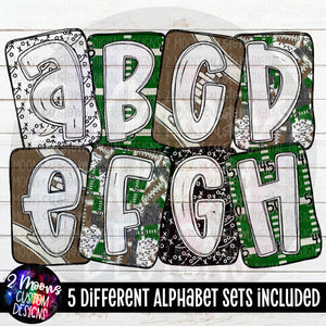 Boxy Football Alpha Pack- 5 Different Set- Handlettered