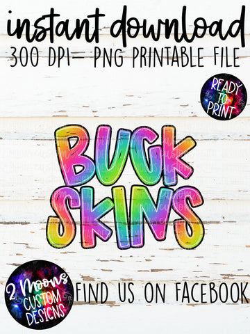 Buckskins- Handlettered- Tie-Dye Stacked Mascots