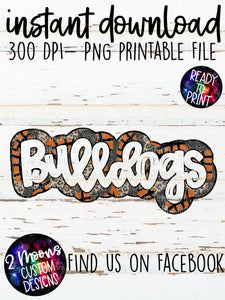 Bulldogs- Mascot Design- Basketball Pattern Outline- Handlettered