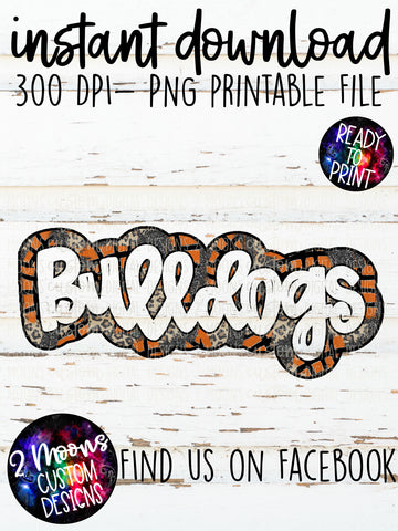 Bulldogs- Mascot Design- Basketball Pattern Outline- Handlettered