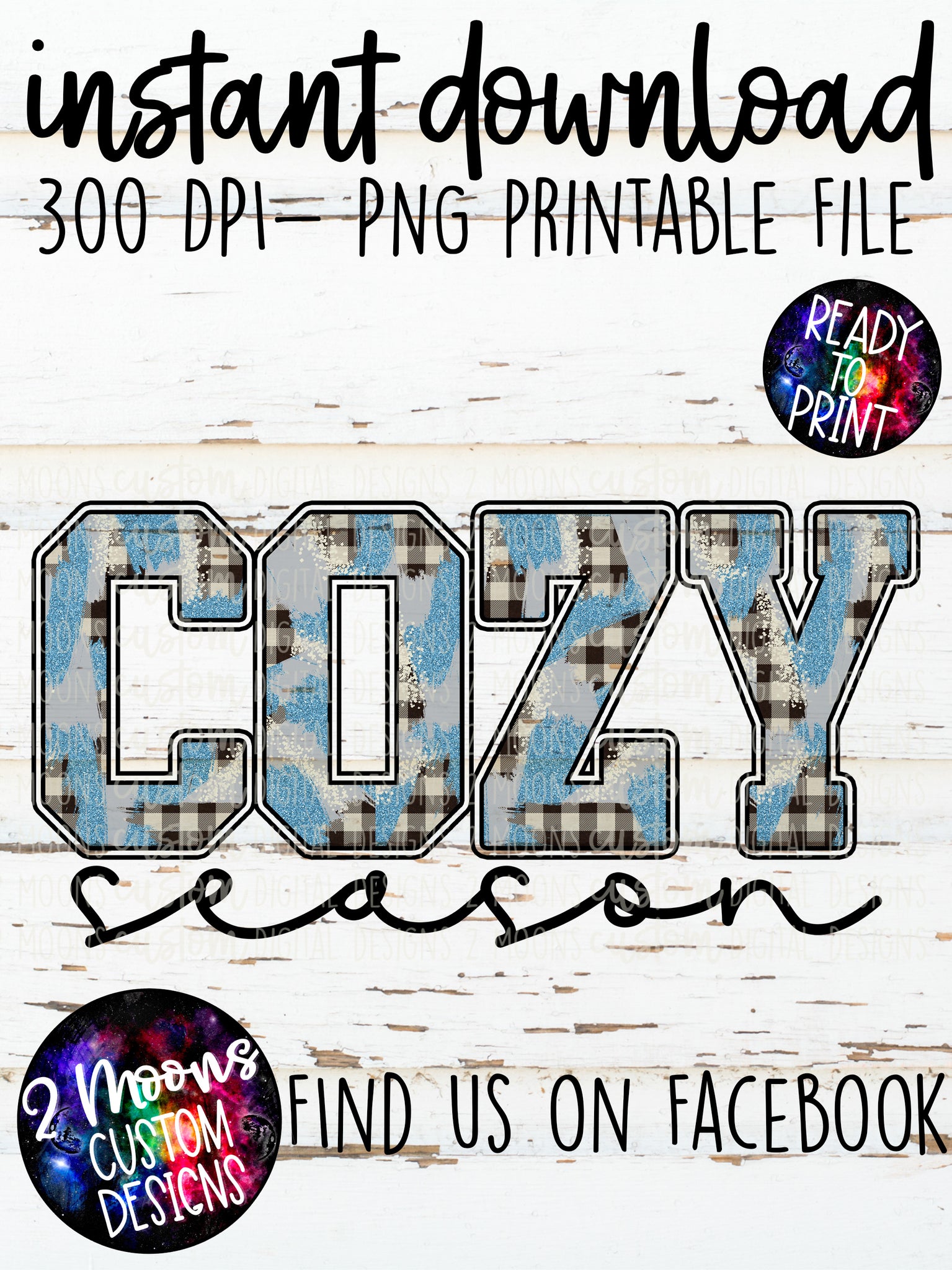 Cozy Season- Winter Plaid Brushstroke Pattern- Text