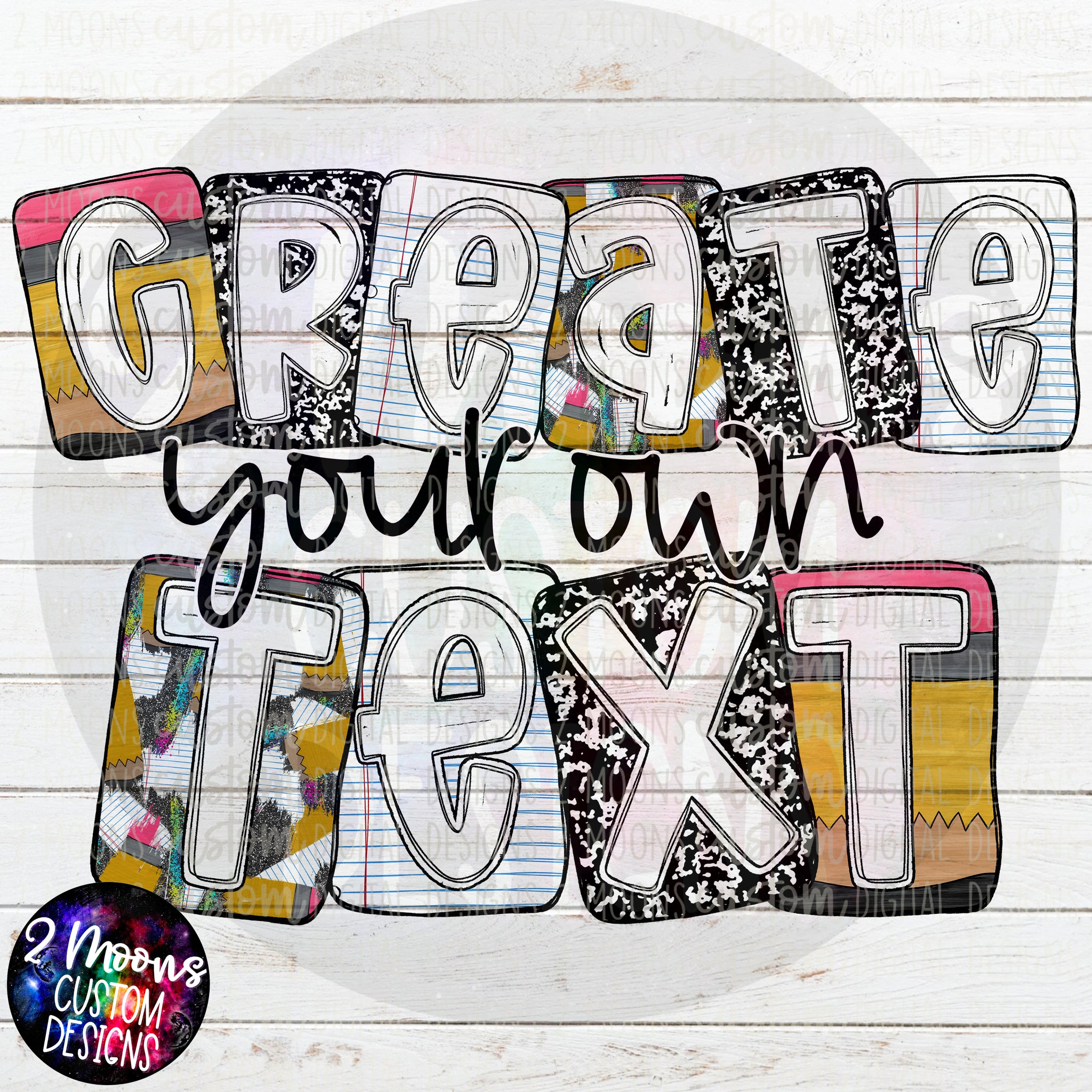 Create your own Text- Boxy Back To School Alpha Pack - Handlettered