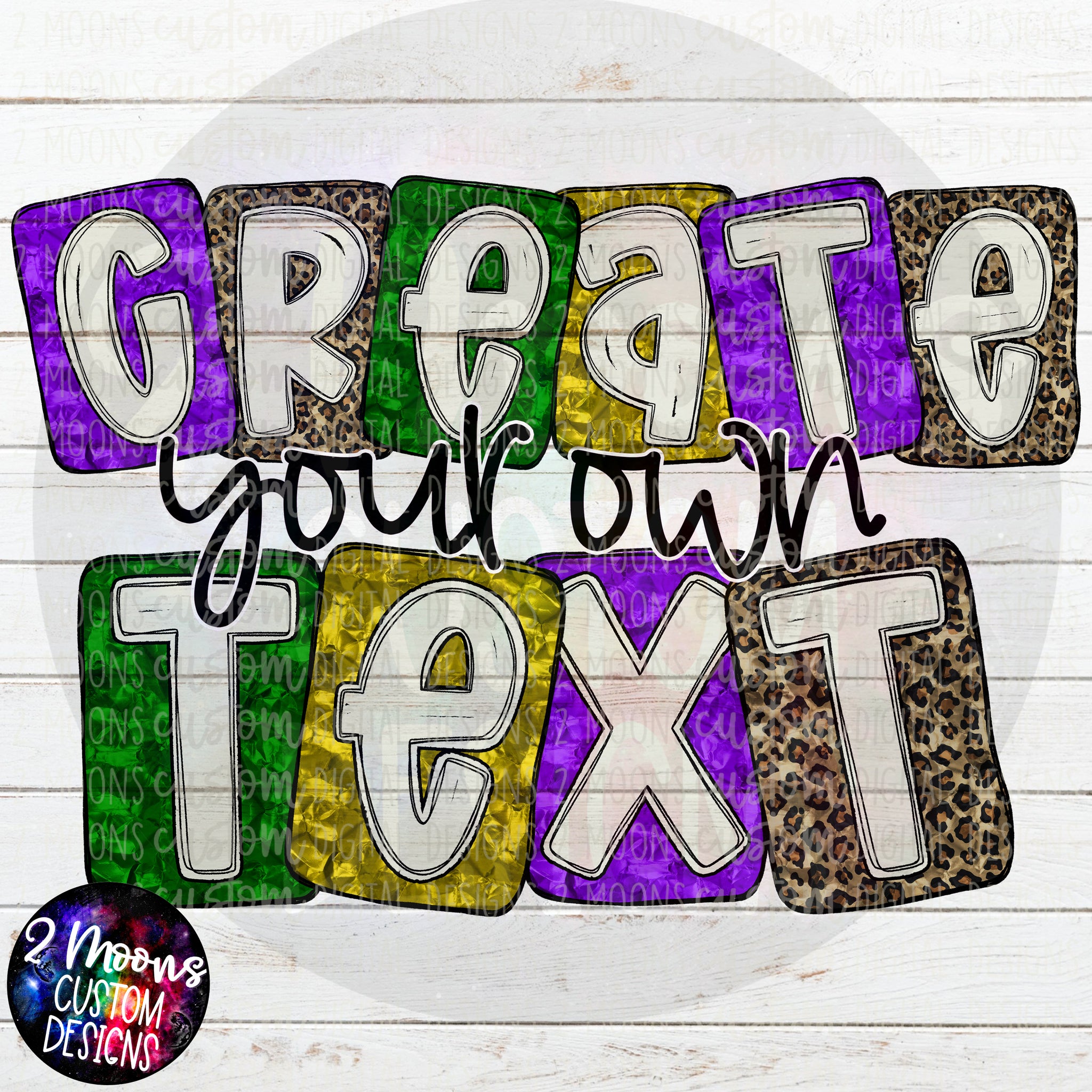 Create your own Text- Boxy Mardi Gras Foil Alpha Pack - Handlettered