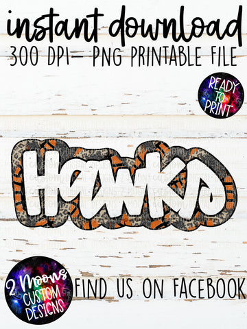 Hawks- Mascot Design- Basketball Pattern Outline- Handlettered