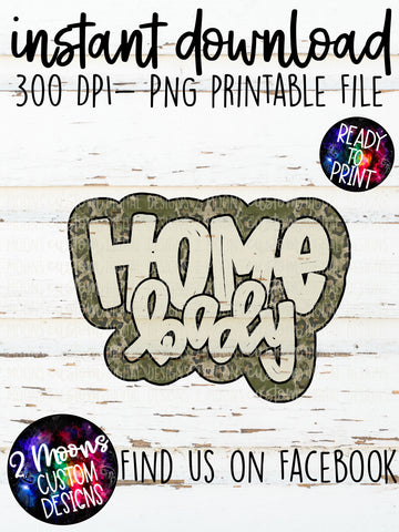 Homebody- Military Green Leopard Grunge- Handlettered