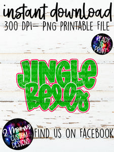 Jingle Bells- Green & Red- Handlettered