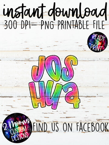Joshua- Handlettered- Tie-Dye Stacked Mascots