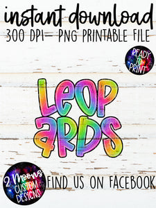 Leopards- Handlettered- Tie-Dye Stacked Mascots