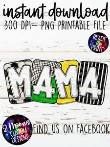 Mama- Boxy Soccer Pattern- Handlettered