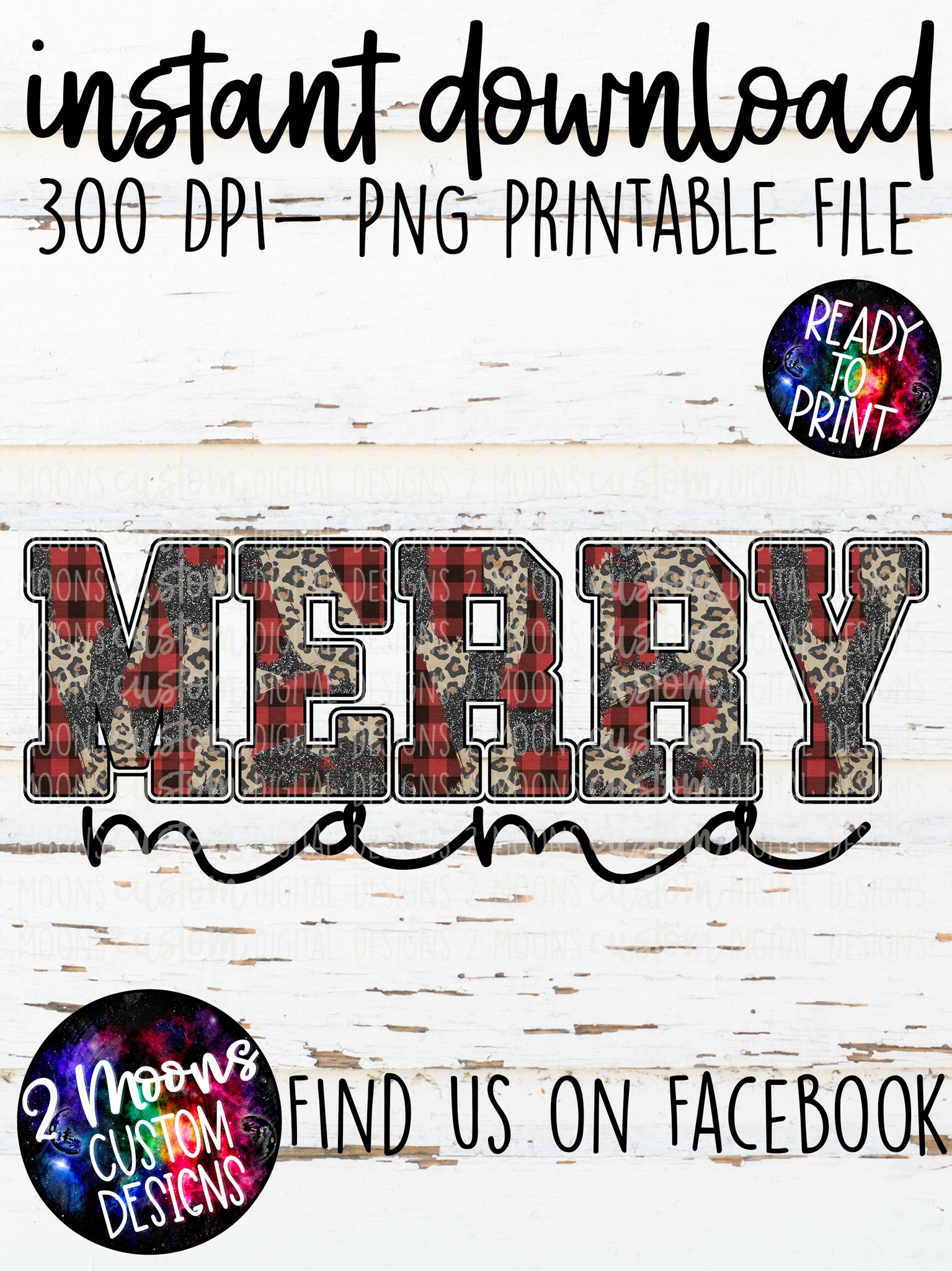 Merry Mama- Buffalo Plaid Brushstroke Pattern