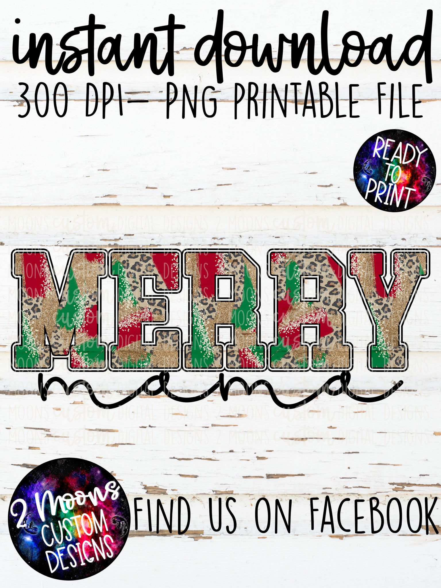 Merry Mama- Christmas Lights Brushstroke Pattern