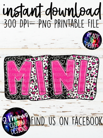 Mini- Hearts & Leopard- Pink- Boxy Patterns- Handlettered
