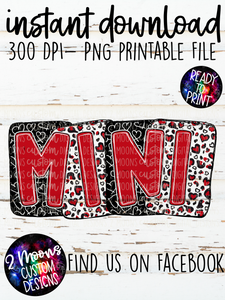 Mini- Hearts & Leopard- Red- Boxy Patterns- Handlettered