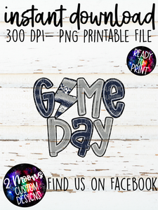 Game Day- Lightning Bolt Doodle Bundle- Navy & Grey