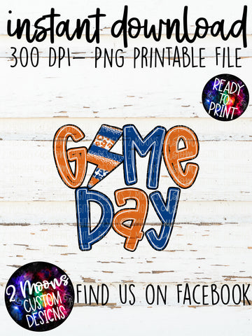 Game Day- Lightning Bolt Doodle Bundle- Orange & Blue