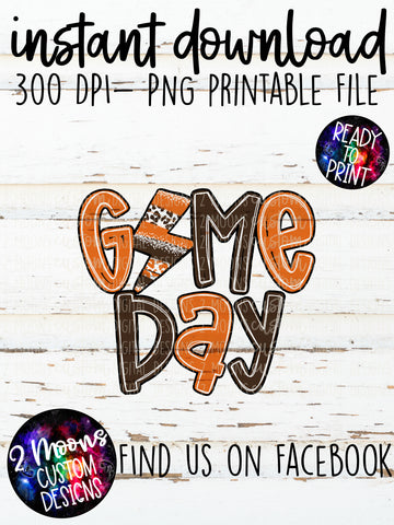 Game Day- Lightning Bolt Doodle Bundle- Orange & Brown