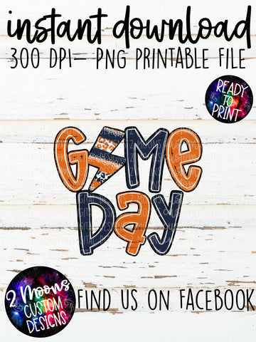 Game Day- Lightning Bolt Doodle Bundle- Orange & Navy