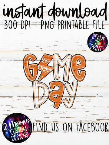 Game Day- Lightning Bolt Doodle Bundle- Orange & White