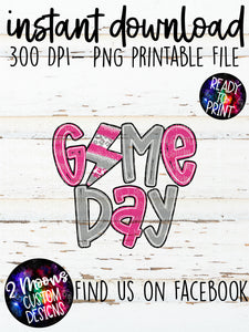 Game Day- Lightning Bolt Doodle Bundle- Pink & Grey