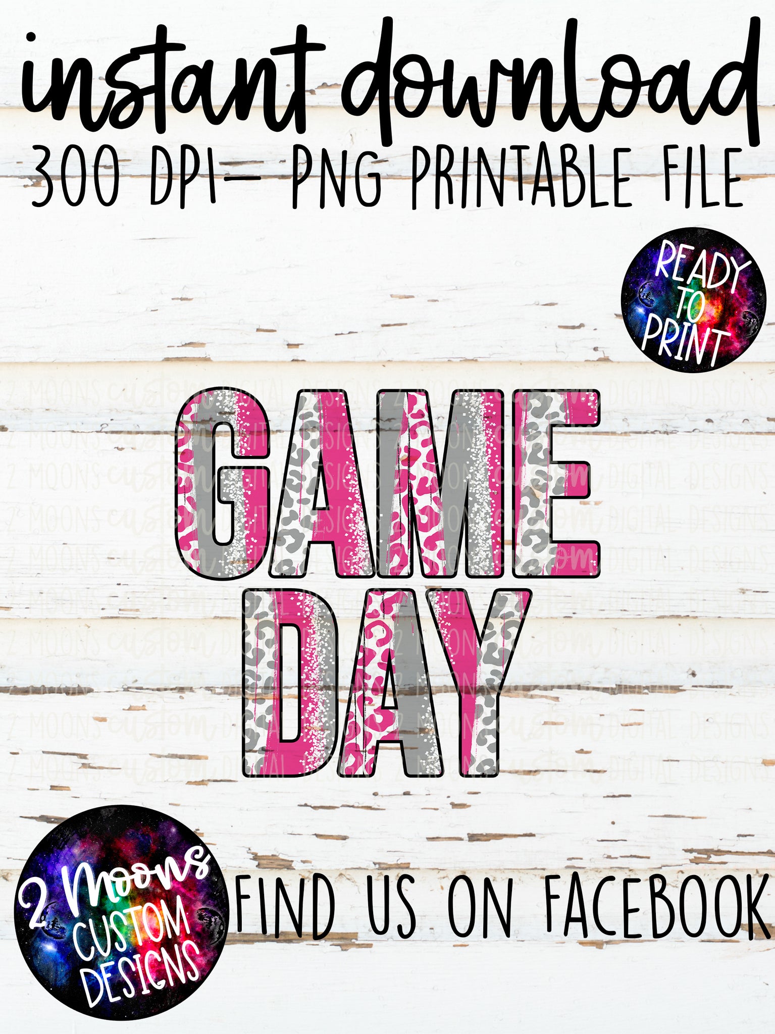 Game Day- Generic Brushstroke- Pink & Grey