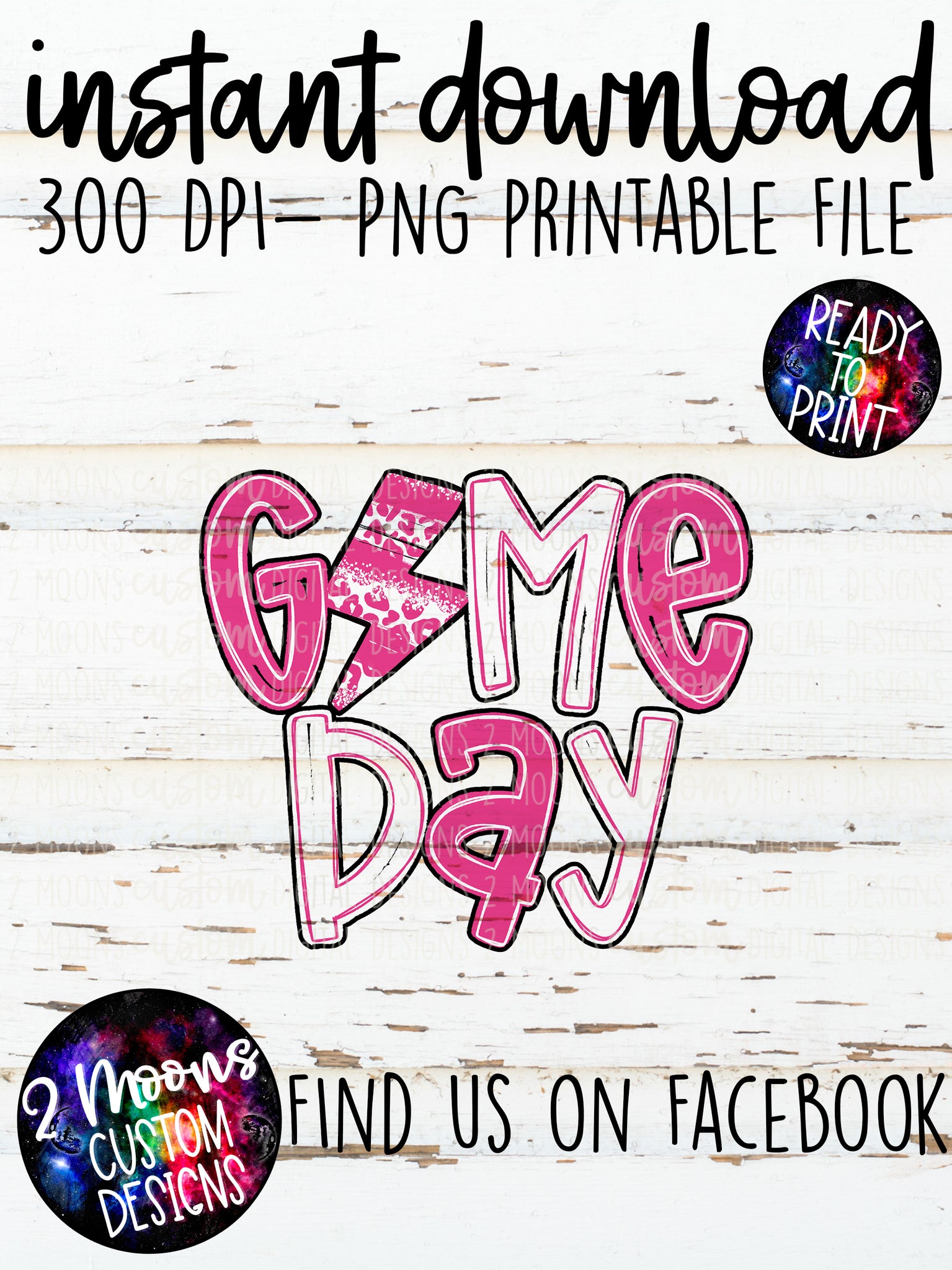 Game Day- Lightning Bolt Doodle Bundle- Pink & White
