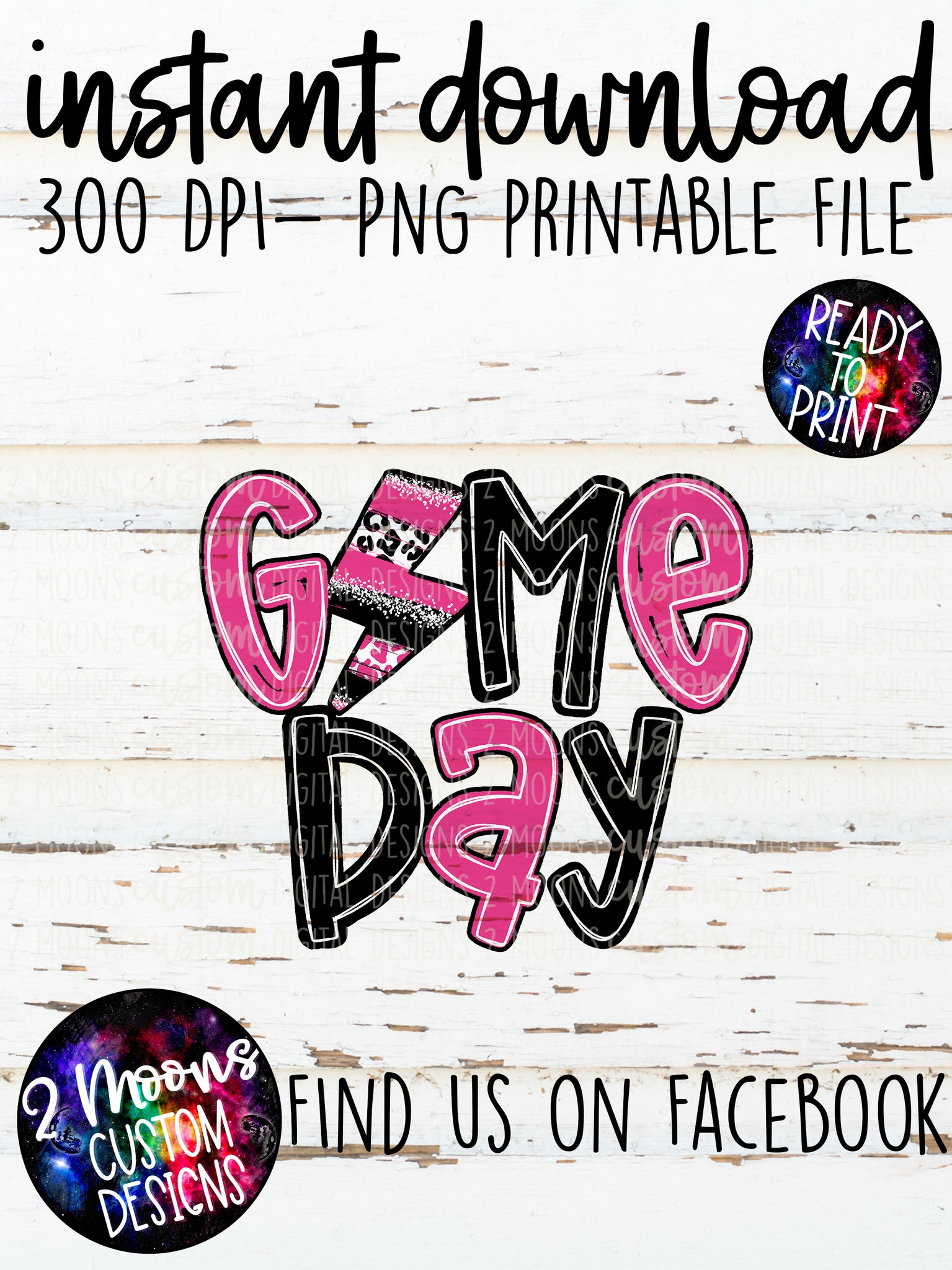 Game Day- Lightning Bolt Doodle Bundle- Pink & Black