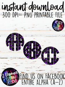 Purple Paint Splatter Monogram- Entire Alphabet