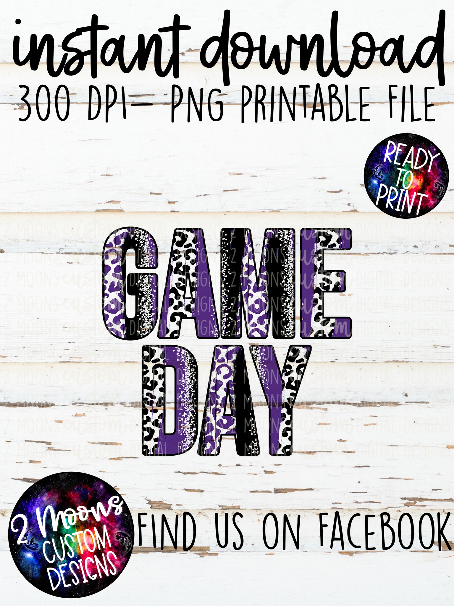 Game Day- Generic Brushstroke- Purple & Black