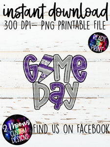 Game Day- Lightning Bolt Doodle Bundle- Purple & Grey