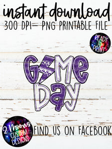 Game Day- Lightning Bolt Doodle Bundle- Purple & White