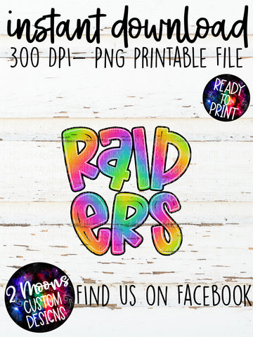 Raiders- Handlettered- Tie-Dye Stacked Mascots