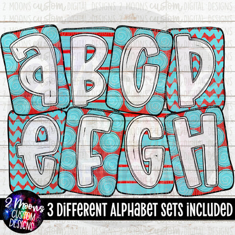 Boxy Read Across America- Red & Blue Alpha Pack- 3 Different Set- Handlettered