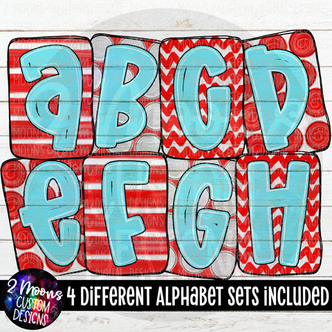 Boxy Read Across America- Red & White Alpha Pack- 4 Different Set- Handlettered