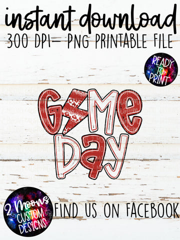 Game Day- Lightning Bolt Doodle Bundle- Red & White