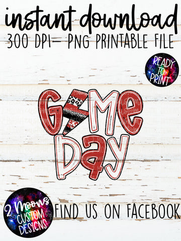 Game Day- Lightning Bolt Doodle Bundle- Red, Black & White