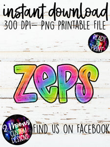 Zeps- Handlettered- Tie-Dye Stacked Mascots