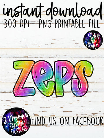 Zeps- Handlettered- Tie-Dye Stacked Mascots