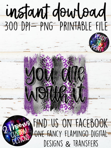 You are worth it- Purple- Hand lettered- Brush Strokes