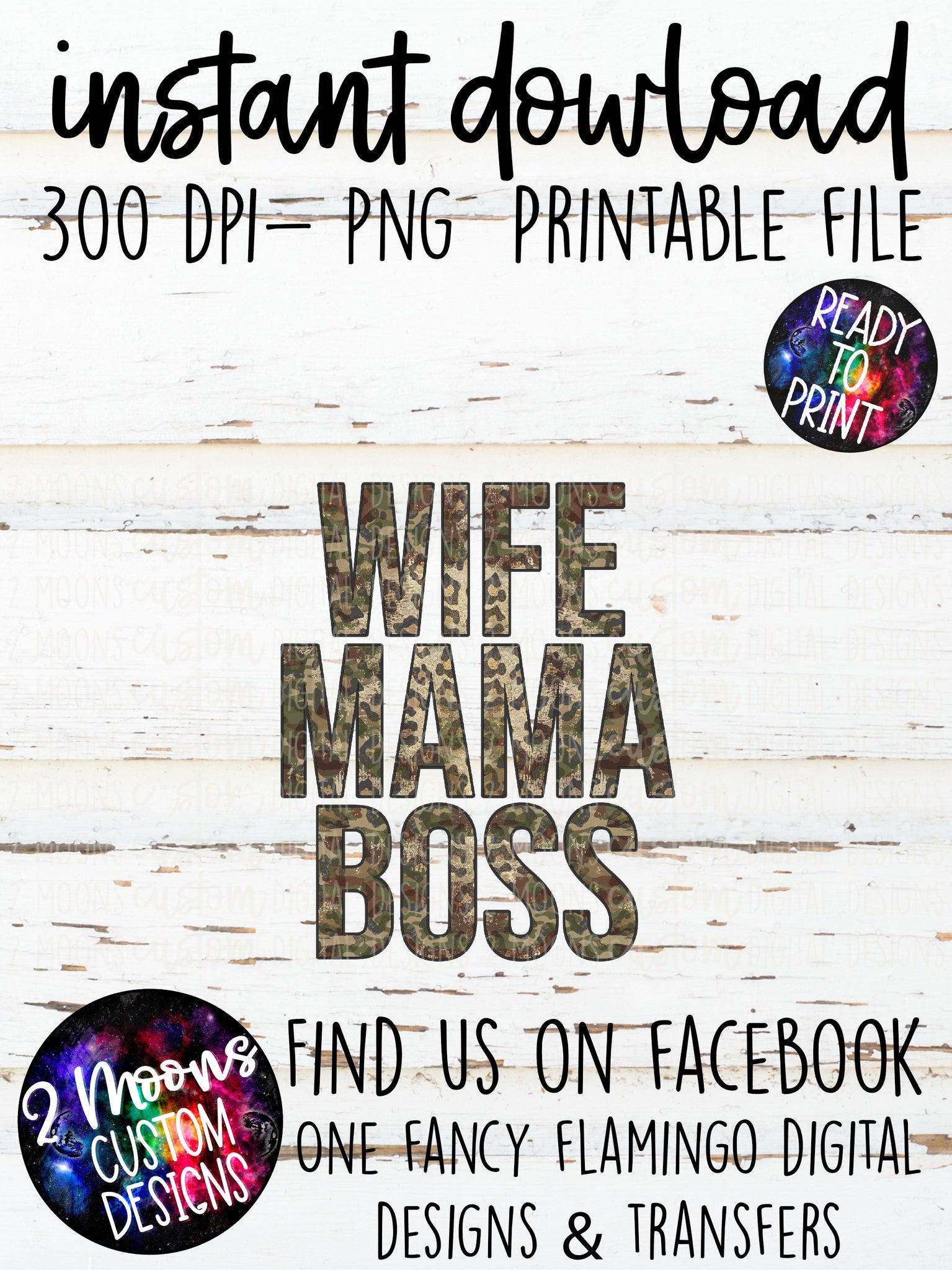 Wife mama boss- Camo & Leopard Print