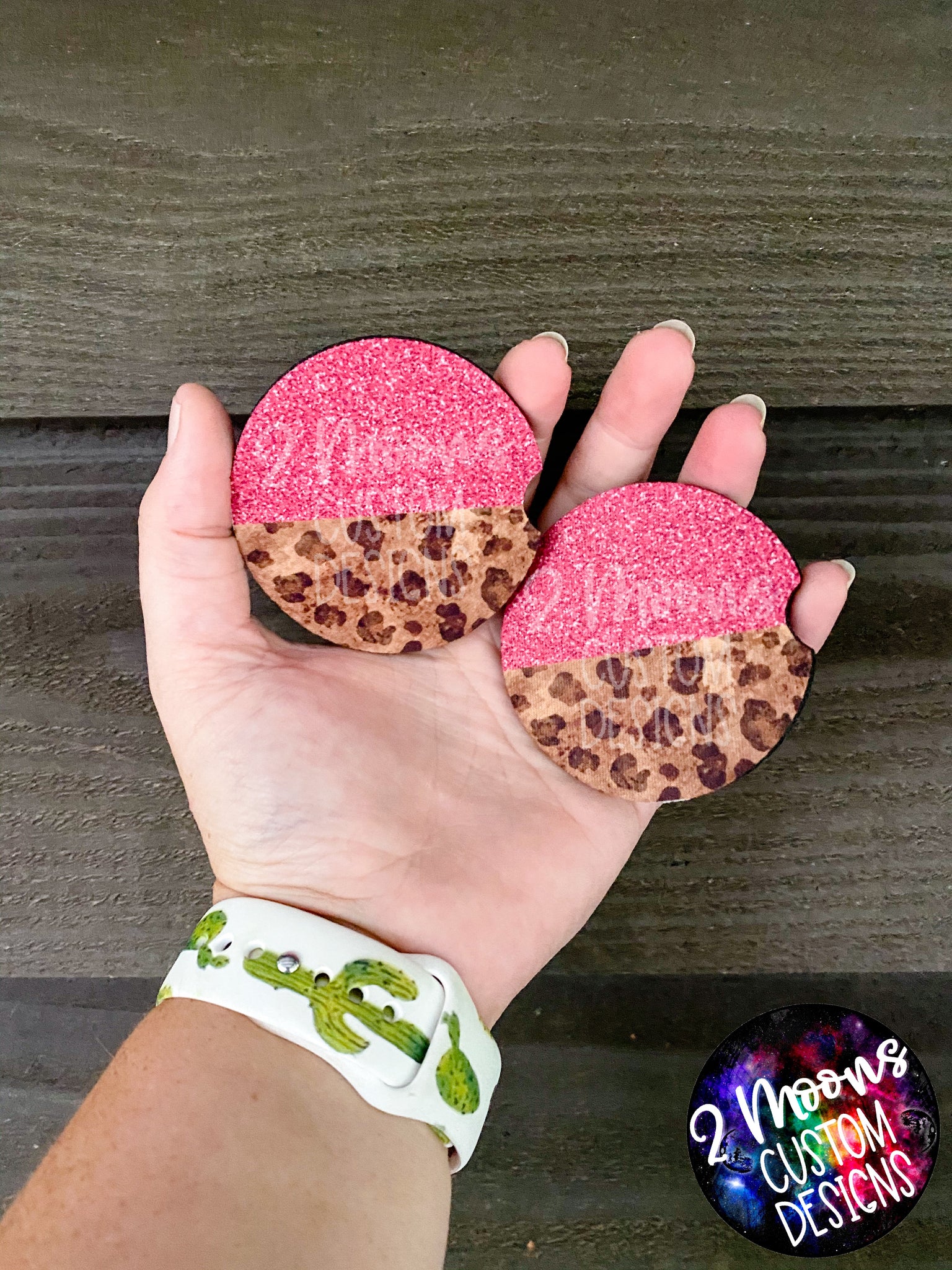 Hot Pink & Leopard- Car Coasters