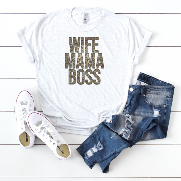Wife mama boss- Camo & Leopard Print