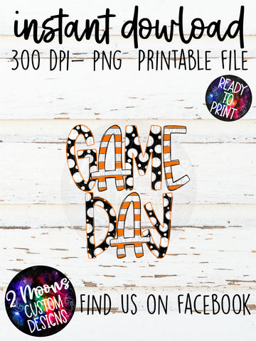 Black & Orange Game Day Design- Handlettered- Doodle Design