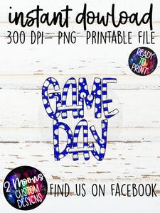 Blue Game Day Design- Handlettered- Doodle Design
