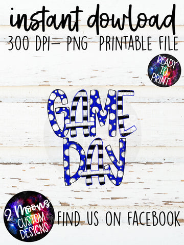 Blue & Black Game Day Design- Handlettered- Doodle Design