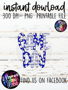 Blue & Gray Game Day Design- Handlettered- Doodle Design