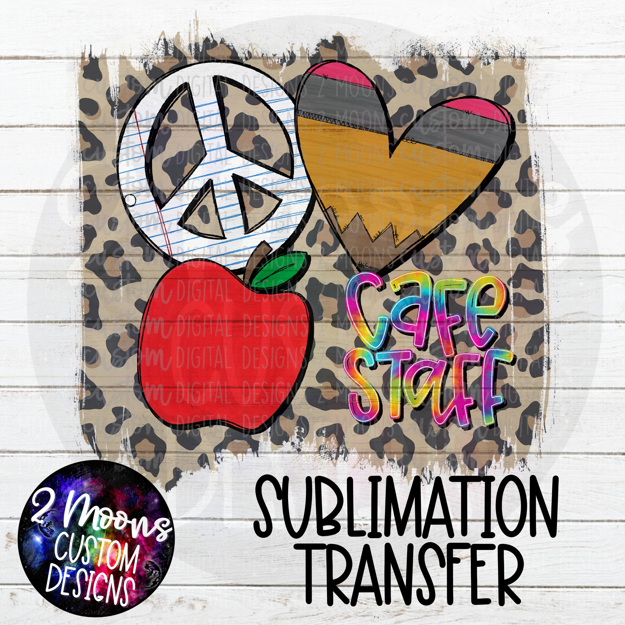 Peace Love Apple- Cafe Staff- Sublimation Transfer